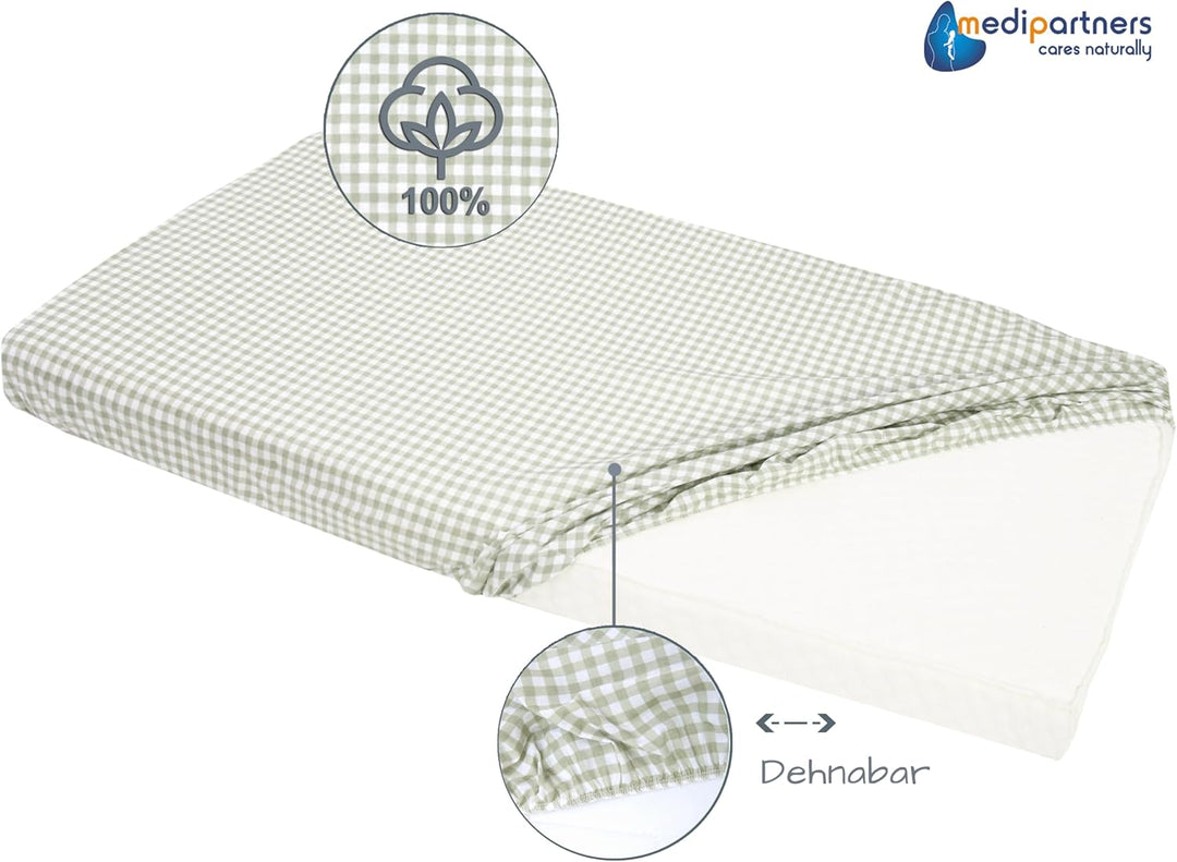 Medi Partners 3er-Set Spannbettlaken Spannbetttuch 60x120cm 100% Baumwolle Baby Bettwäsche Babymatra