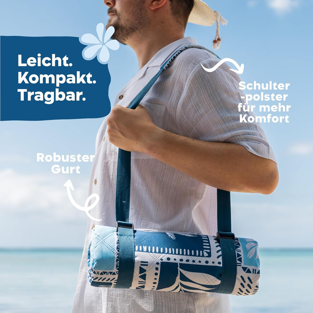 Twinzee Picknickdecke 200x200 cm Wasserdicht - Waschbare Stranddecke XXL für Strand, Camping, Outdoo