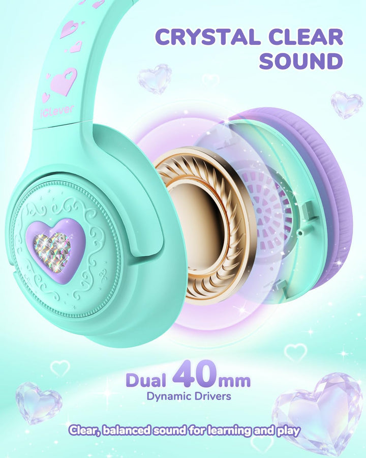 iClever kopfhörer Kinder,85 dBA Sicherer Klang,Faltbarer Over-Ear 3.5 mm kopfhörer Kinder mit Kabel,
