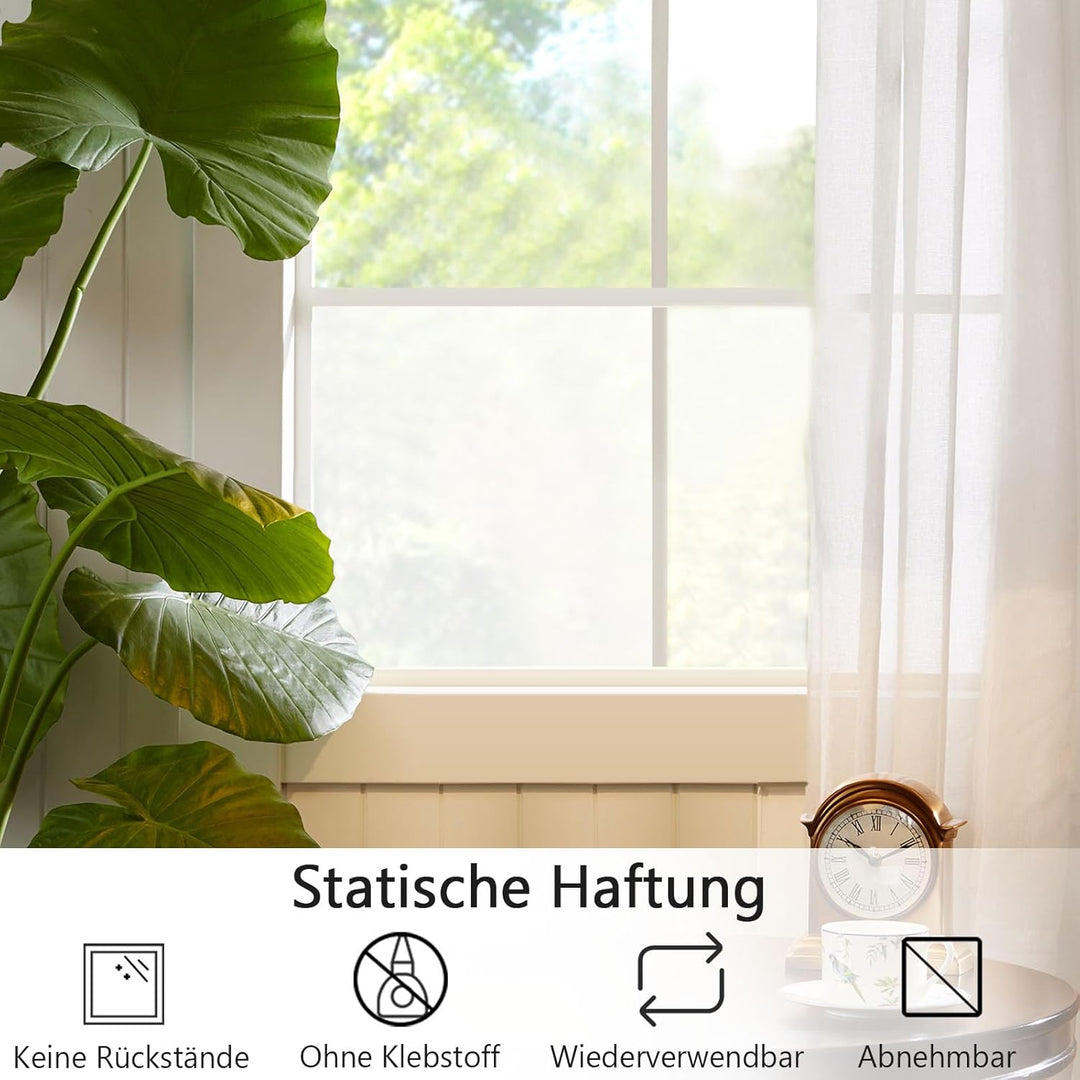 Linarun Fensterfolie selbsthaftend Milchglasfolie 90x200cm, Blickdicht Sichtschutzfolie mit Anti-UV