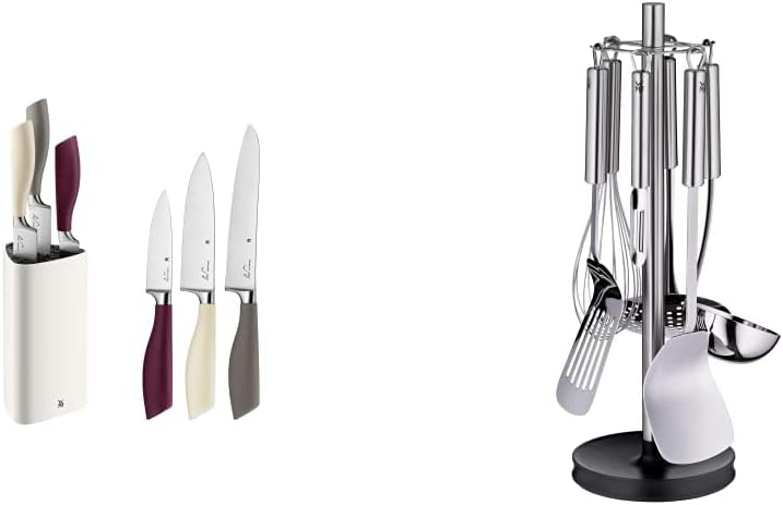 WMF ElementsJoy Messerblock mit Messerset 4-teilig & Profi Plus Küchenhelfer Set 7-teilig, Ständer m