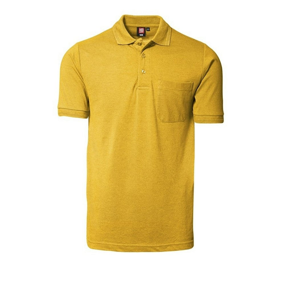 ID Herren Pique Polo-Shirt mit Brusttasche, reguläre Passform, kurzärmlig (Medium) (Gelb)