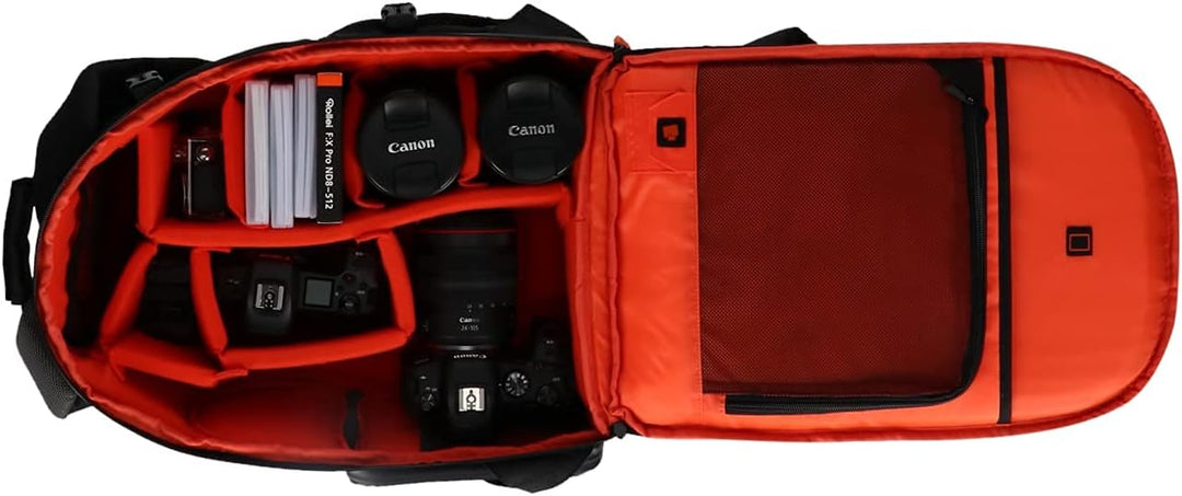 Rollei Fotoliner Ocean M: Kamerarucksack aus 43 recycleten PET-Flaschen, inkl. Regenschutz, Handgepä