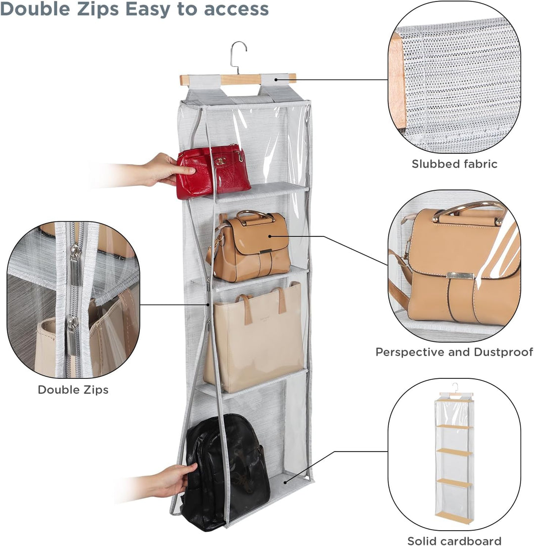 Syeeiex Hängend Handtaschen Aufbewahrung Organizer Mit zips, Kleiderschrank Organizer für Geldbörsen