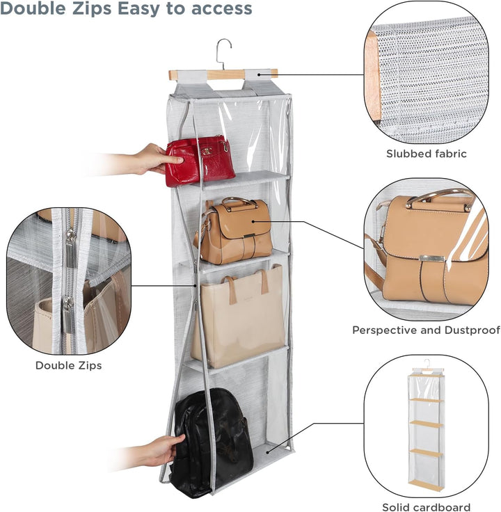 Syeeiex Hängend Handtaschen Aufbewahrung Organizer Mit zips, Kleiderschrank Organizer für Geldbörsen