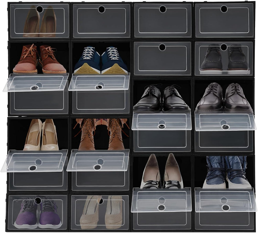 Schuhboxen Stapelbar, Schuhkarton Schuhregal Mit Türen 33 X 23 X 14 Cm 24 Stück In Einem Set Stapelb