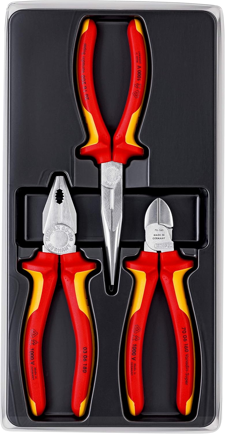 KNIPEX Elektro-Paket 00 20 12 (SB-Karte/Blister) &amp; ErgoStrip Universal-Abmantelungswerkzeug (135 mm)