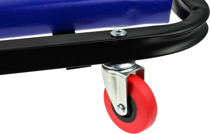 Werkstatt Rollbrett - 2 in 1 Klappbare Werkstattliege, Werkstatthocker, Montageliege - 6 Räder - Max