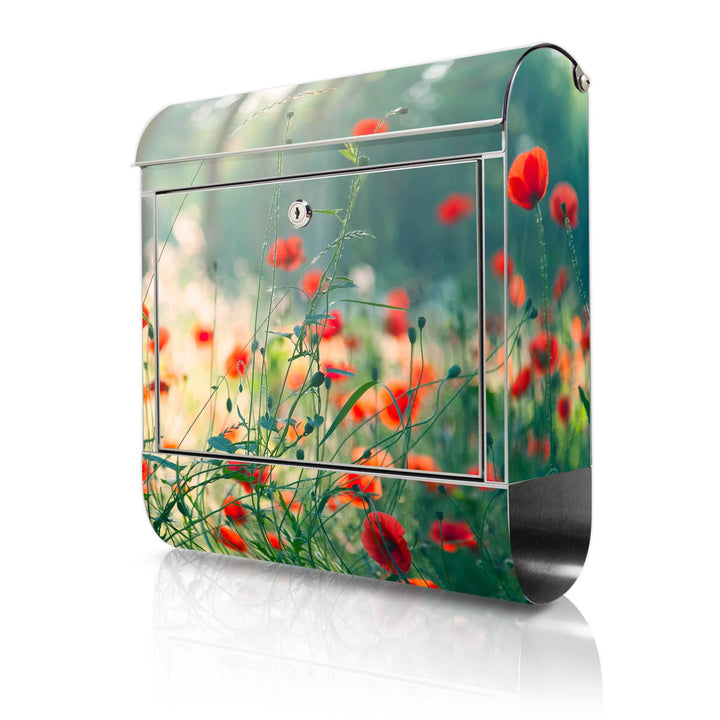 banjado Briefkasten Edelstahl 38x43x12cm & 2 Schlüssel - rostfreier Edelstahl Briefkasten mit Zeitun