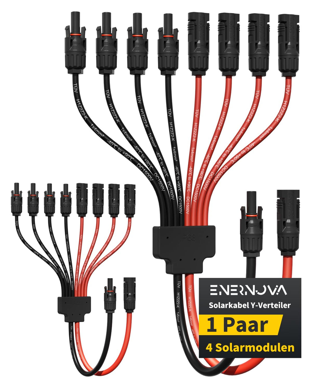 enernova Solarkabel Y-Verteiler, 4mm²-6mm² Solar-Anschlusskabel, IP68 Wasserdicht Solarkabel Verläng
