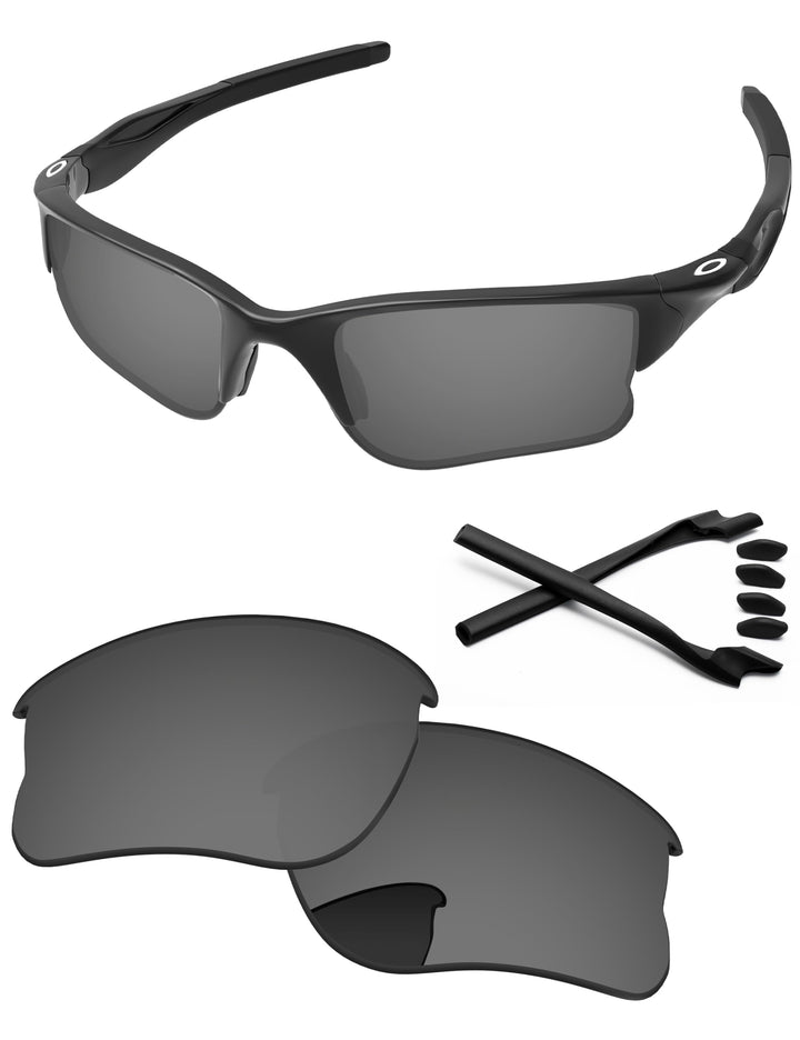 PapaViva Ersatzlinsen &amp; Gummi-Kits für for Oakley Half Jacket 2.0 XL OO9154 Pro+ Schwarz Chrom Polar