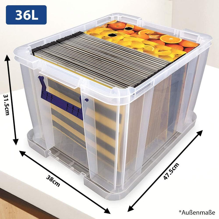 Bankers Box ProStore Aufbewahrungsbox mit Deckel 36 Liter aus Plastik (Innenmasse 30 x 37 x 31cm), 4