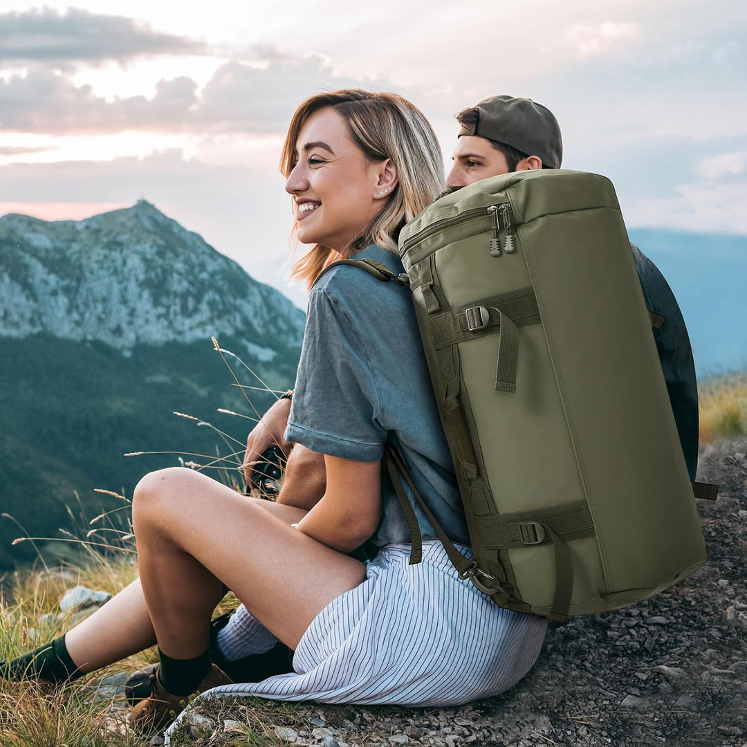 MIER Grosse Sporttasche wasserdicht Sportrucksack mit Schuhfach umwandelbar in Rucksack, 45L/60L/90L
