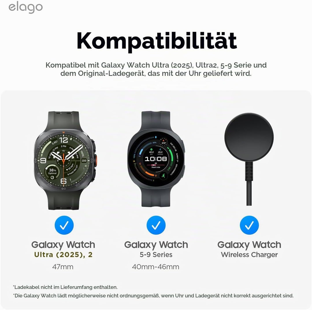 elago Ladestation für Samsung Galaxy Watch 8/8 Classic/7/Ultra/6/6 Classic/5/5 Pro [40/43/44/45/47mm