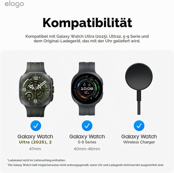 elago Ladestation für Samsung Galaxy Watch 8/8 Classic/7/Ultra/6/6 Classic/5/5 Pro [40/43/44/45/47mm