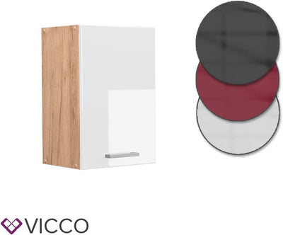 Vicco Hängeschrank R-Line, Weiss Hochglanz/Goldkraft Eiche, 40 cm Weiss Hochglanz Hängeschrank 40 cm