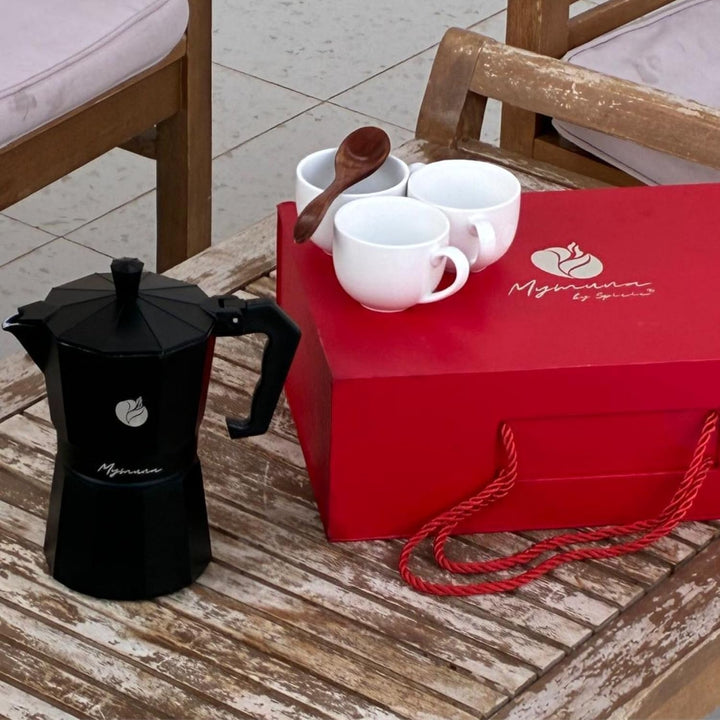 Generisch Espressokocher Geschenkset 6 Tassen – Klassischer Mokapot für Herd – Mokkakanne aus Alumin