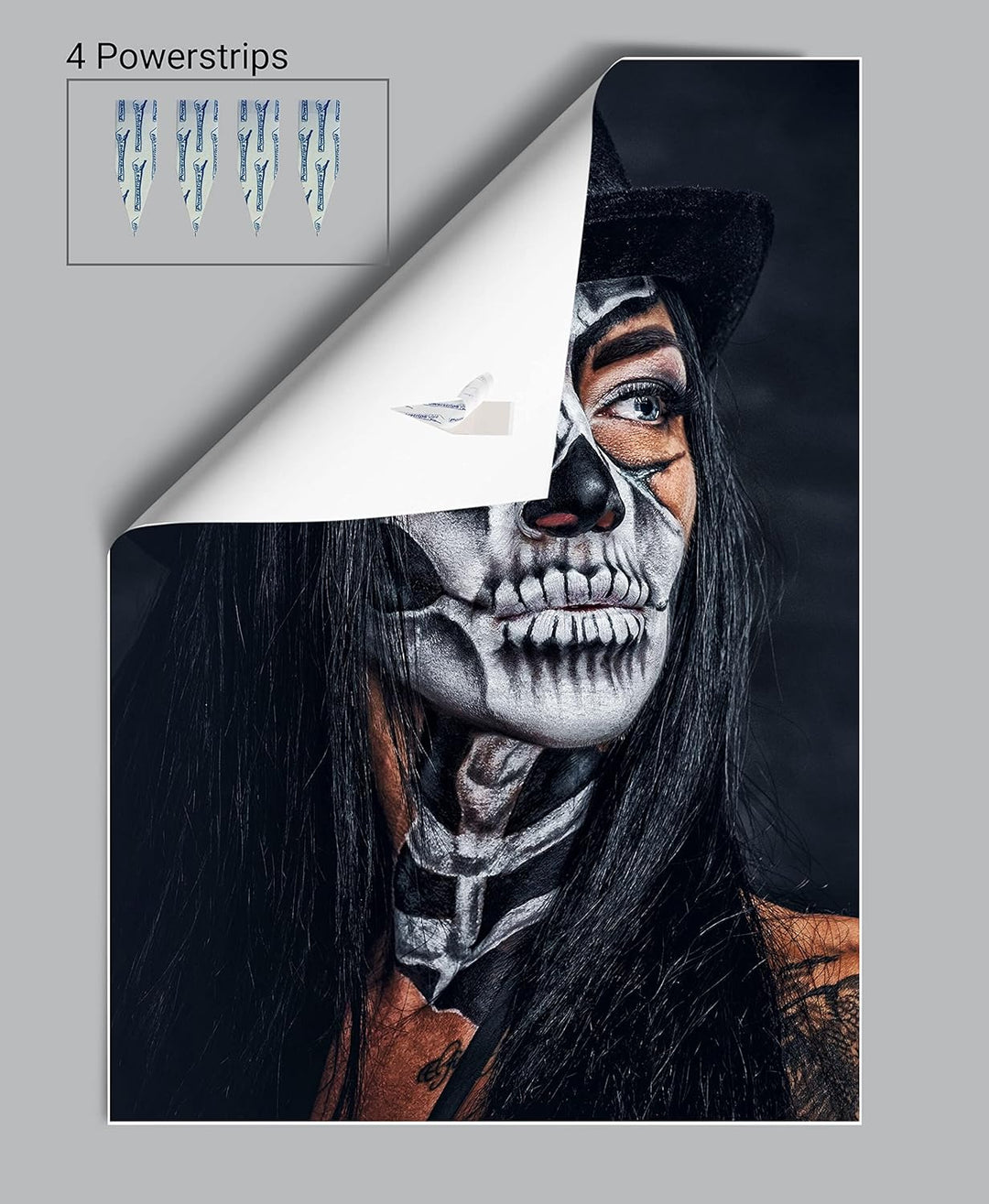wandmotiv24 Poster als Wanddeko, Grösse Din A0, Model mit Totenkopf Makeup, Schminke, Hut, Frau, Mod