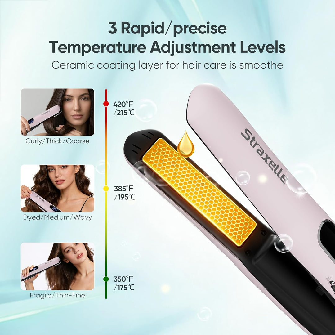 Mini Glätteisen Kabellos und Lockenstab, 2 in 1 Glätteisen Locken und Glätten 175°C-215°C, 5000mAh R