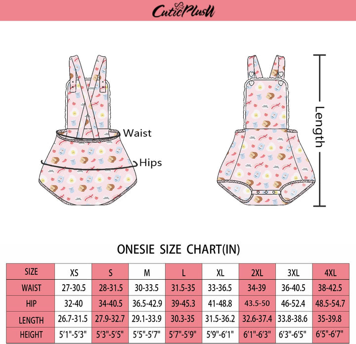 Baumwolle Knopf Schritt Erwachsene Onesie Strampler Bodysuit Pyjamas- Full Print Overalls, XS Fr
