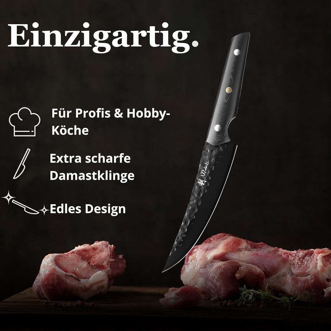 Wakoli Yugen Serie Filetiermesser I 15 cm flexible Klinge aus Edelstahl I schwarze Titanium-Beschich