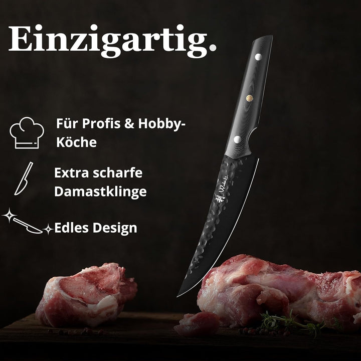 Wakoli Yugen Serie Filetiermesser I 15 cm flexible Klinge aus Edelstahl I schwarze Titanium-Beschich