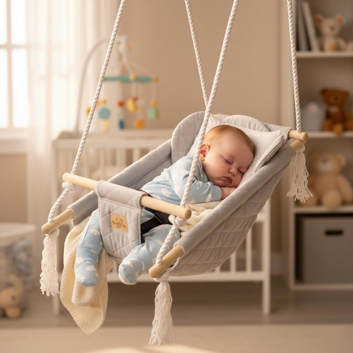 BlueKitty Wiege; Schaukel; Liegestuhl für Kinder; Babyschaukel; Kinderschaukel mit Kissen; Schaukel