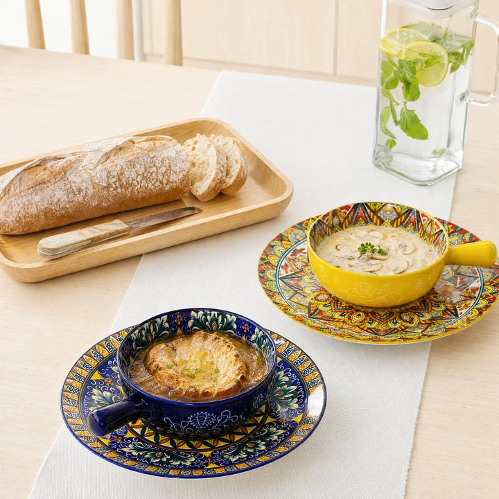 Henten Home Suppentasse Keramik 750ML, 2er Set Suppenschalen mit Henkel A2 Farbenr, A2 Farbenr
