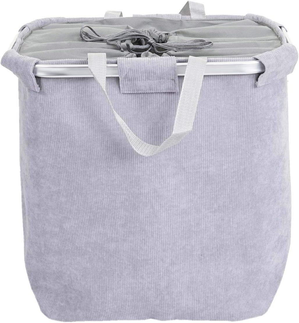 Mendler Wäschesammler HWC-C34 2 Fächer Henkel 54x52x32cm 89l - cord grau | Laundry, Wäschekorb, Wäsc