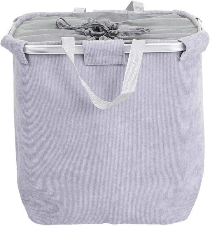 Mendler Wäschesammler HWC-C34 2 Fächer Henkel 54x52x32cm 89l - cord grau | Laundry, Wäschekorb, Wäsc