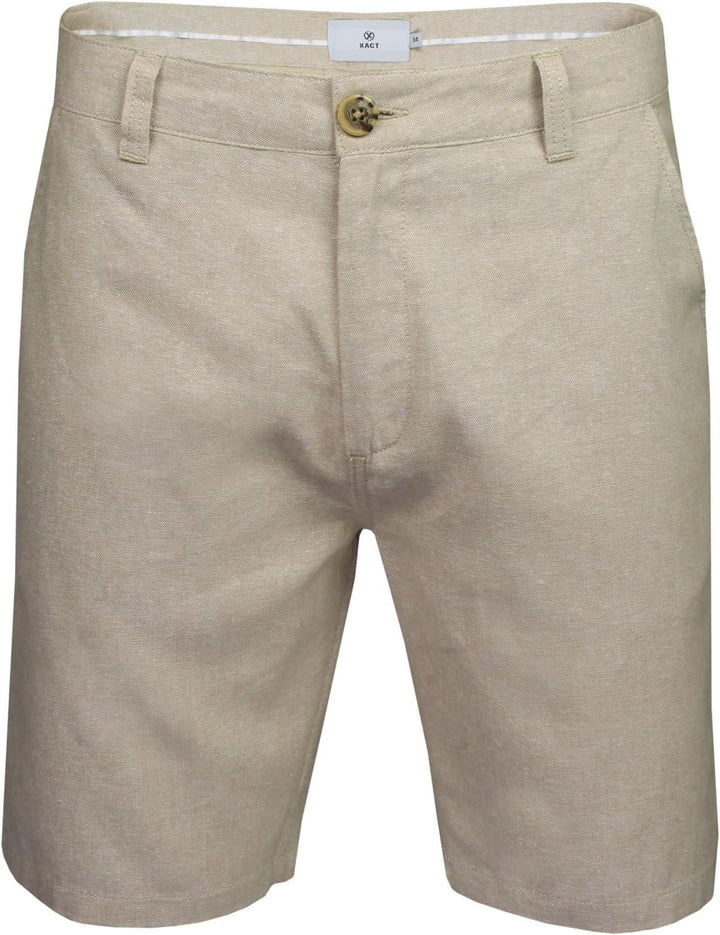 Xact Herren Leinen 23cm Tailored Chino Shorts, Regular Fit 32W Sand (Linen), 32W Sand (Linen)