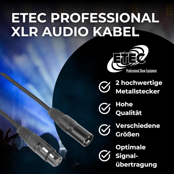ETEC, XLR-Kabel, Mikrofon-Kabel, Stecker auf Buchse, XLR-Verbindungs-Kabel, schwarz, 20,0 m 20,0 m S