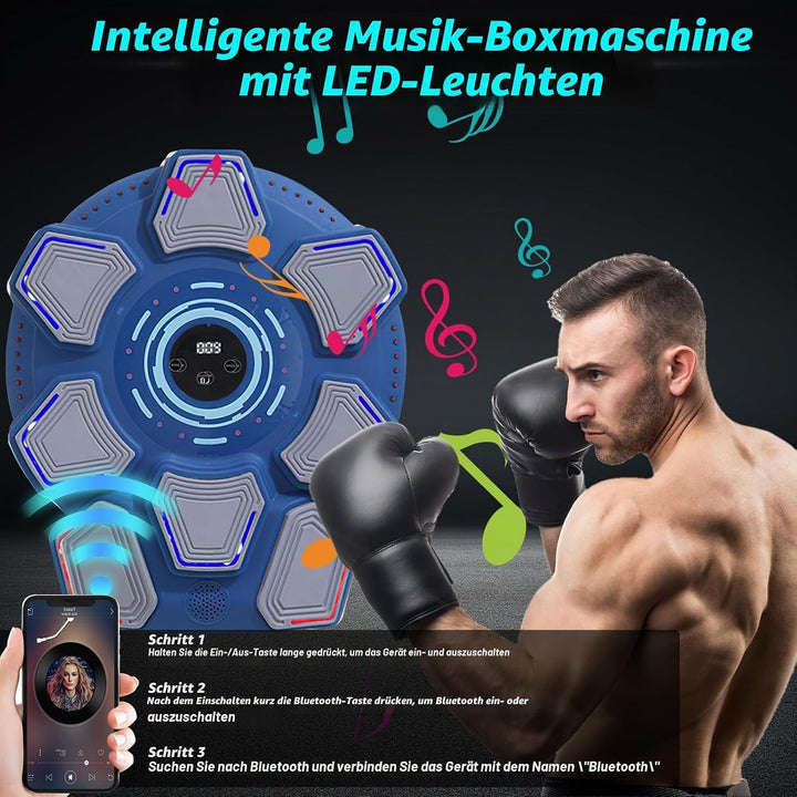 Music Boxing Machine für Erwachsene, Wandmontierte LED Licht Bluetooth Musikboxing Maschine Blau-8 S