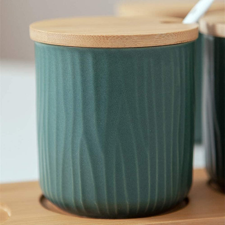 MAGICVOGEL Keramik Gewürzbehälter Salz Pfeffer Gewürze Behälter Dose Zuckerdose mit Deckel und Löffe