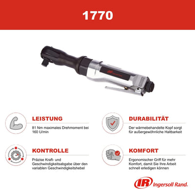 Ingersoll Rand Druckluft Ratschenschrauber 1770, mit 81 Nm Drehmoment, Vierkant Radmutternschlüssel