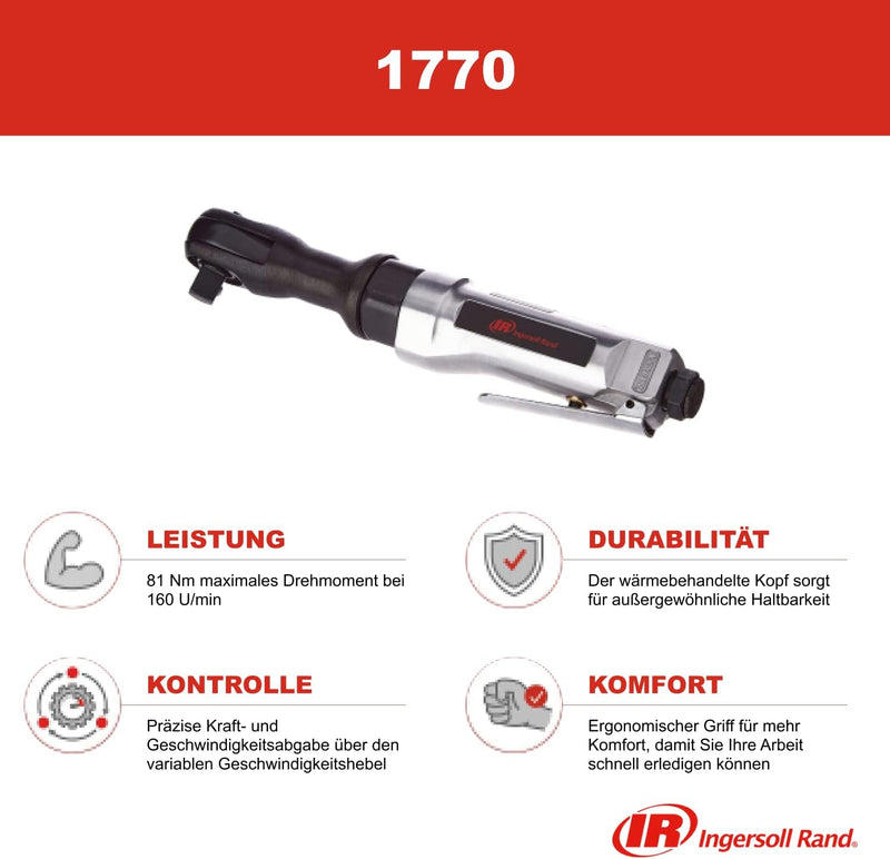 Ingersoll Rand Druckluft Ratschenschrauber 1770, mit 81 Nm Drehmoment, Vierkant Radmutternschlüssel