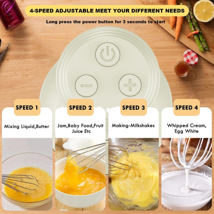 Elektrischer Rührgerät Handmixer Set: Kabelloses Handrührgerät mit Edelstahl-Schneebesen, Multizerkl