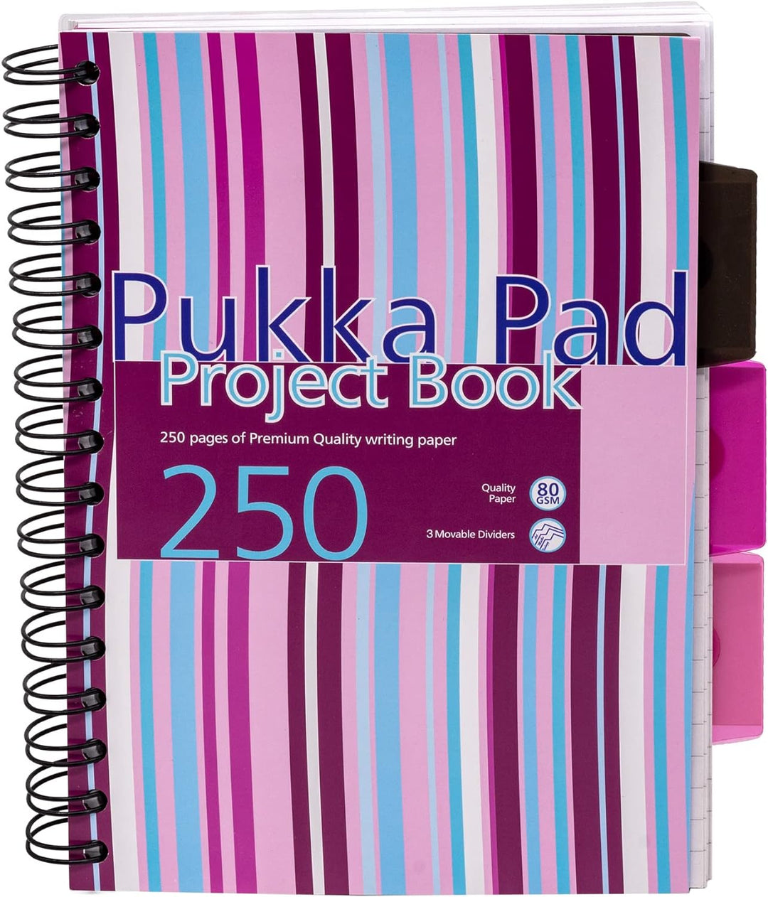 Pukka Pad Projektbuch Spiralbindung Kunststoff liniert 3 Trennblätter 250 Seiten 80 g/m² A5 3 Stück