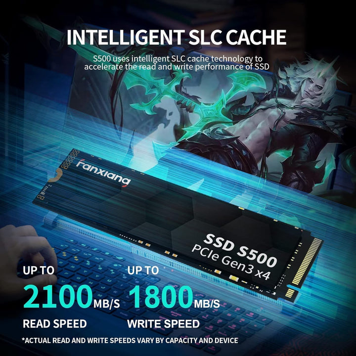fanxiang M.2 SSD 1TB NVMe PCIe 3.0, Interne Festplatte mit Geschwindigkeit bis zu 2100MB/s, 3D NAND