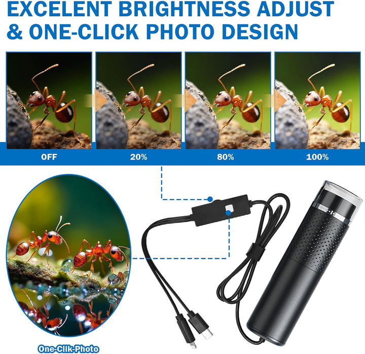 Handy Mikroskop, 10 Bis 200X USB Mikroskop, Taschenmikroskop, Lupe 200x Vergrösserung, Mikroskop Dig