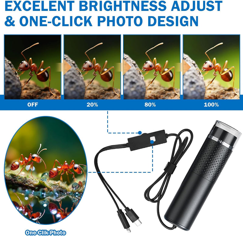 Handy Mikroskop, 10 Bis 200X USB Mikroskop, Taschenmikroskop, Lupe 200x Vergrösserung, Mikroskop Dig
