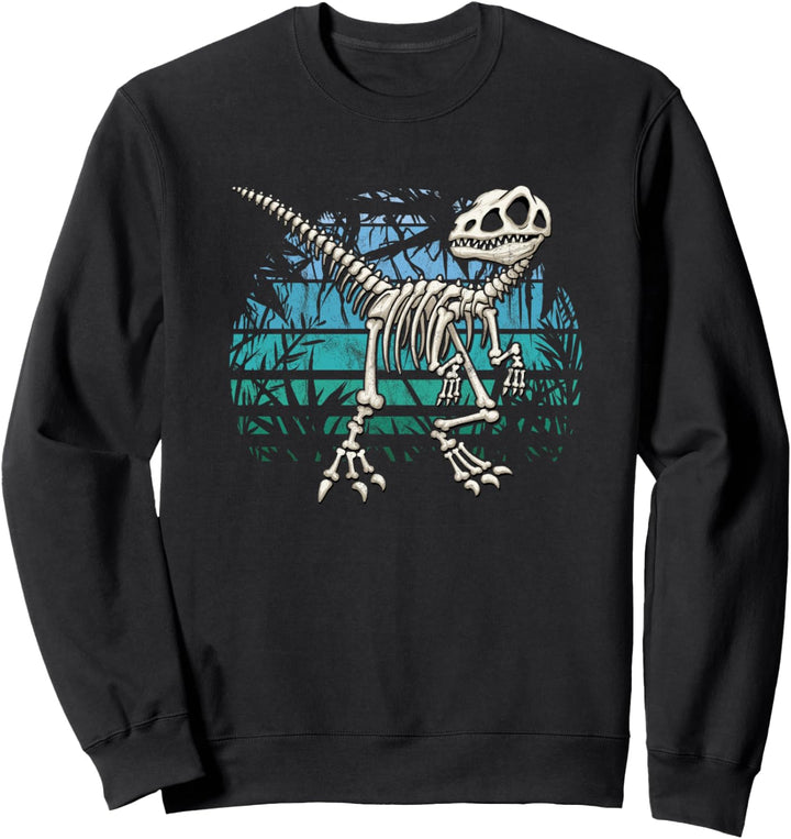 Skelett Raptor Velociraptor im blauen Dschungel Dinosaurier Sweatshirt