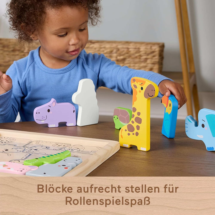 Fisher-Price 2-in-1-Tierwelt aus Holz, Aktivität zum Sortieren von Formen für Kindergartenkinder ab