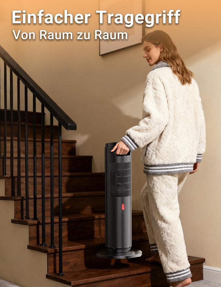 Heizlüfter Energiesparend 2000W, Keramik Turm Elektroheizung mit Fernbedienung, Kamineffekt, Thermos