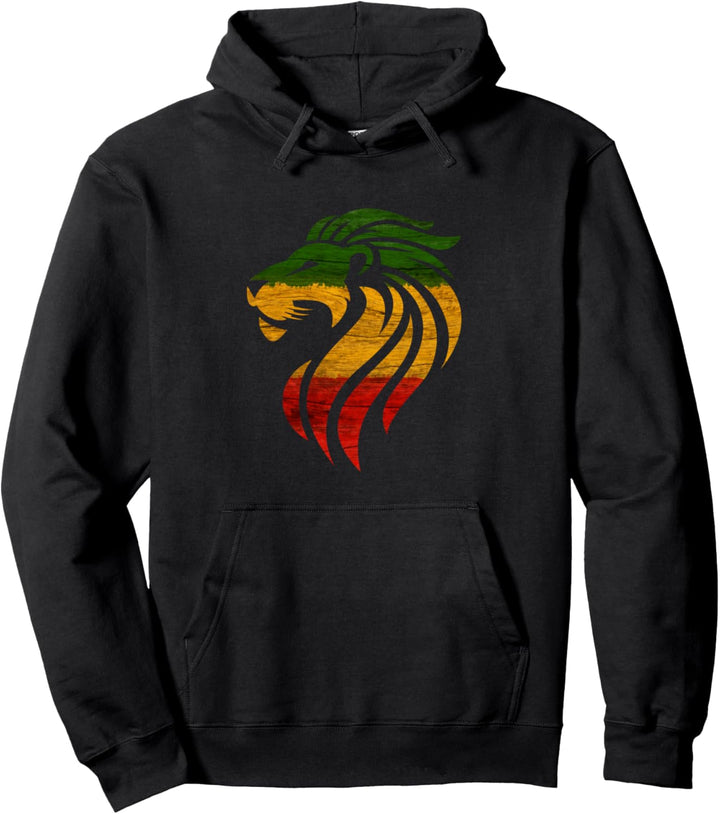 Rasta Lion Distressed, Jamaica Pullover Hoodie