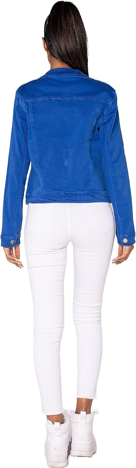 Nina Carter J212 Damen Jeansjacke Übergangsjacke Leichte Waschungseffekt Denim Casual Jacke S Königs