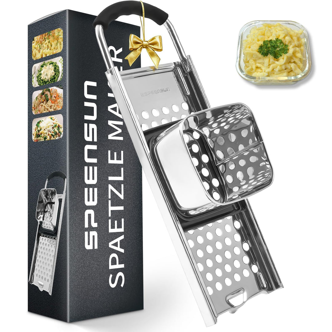 Spätzlehobel,Spätzlepresse mit Gummigriff,Spätzlereibe aus hochwertigem Edelstahl spülmaschinenfest,
