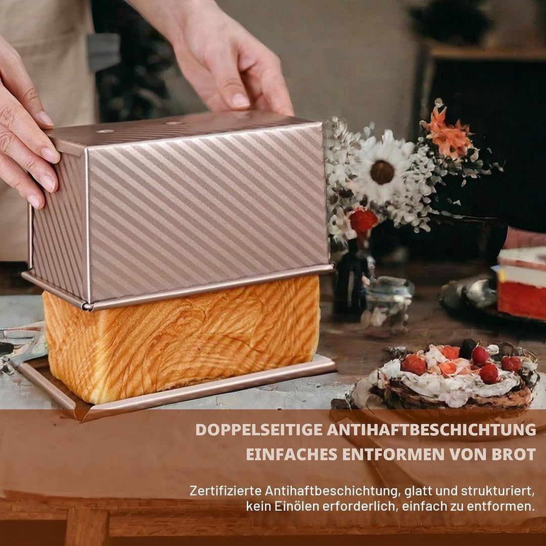 2 Stück Toastbrot Backform Mit Deckel, Toastbrot Backform, Brotbackformen Toastbrotform, Antihaft Br