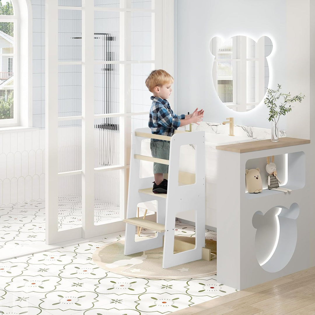 WOLTU Lernturm für Kinder ab 1 Jahr, mit Rausfallschutz, Montessori Learning Tower, Entdeckerturm Kü