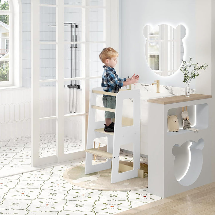 WOLTU Lernturm für Kinder ab 1 Jahr, mit Rausfallschutz, Montessori Learning Tower, Entdeckerturm Kü